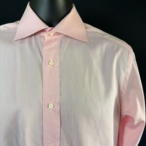 Guy Rover Dress Shirt Mens 15 /38 Pink Long Sleeve 100% Cotton Italy Barneys